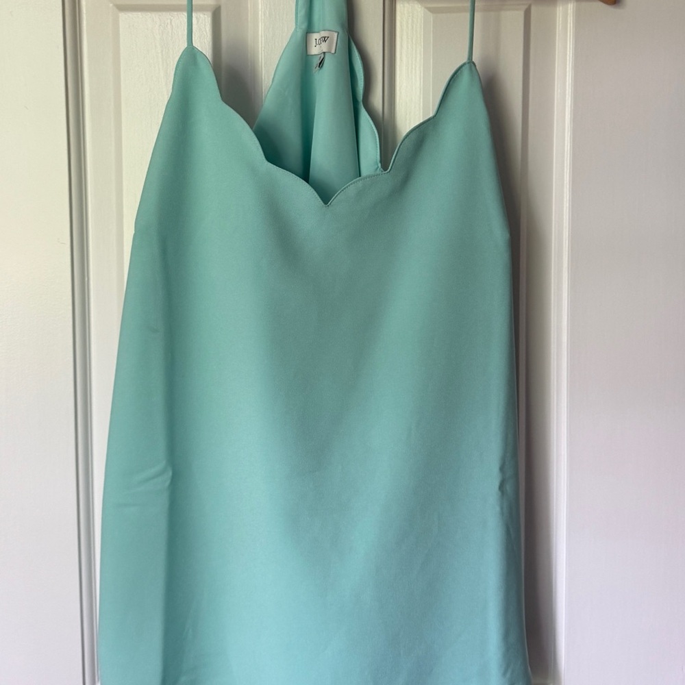 J Crew Scalloped Aqua Top